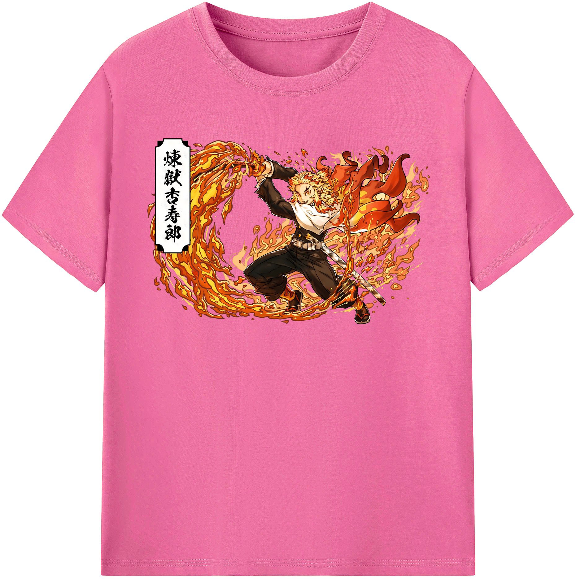 （画像用） 鬼滅の刃（きめつのやいば）炎柱-煉󠄁獄 杏寿郎／れんごく きょうじゅろう Rengoku Kyoujurou レディースカジュアルプリントTシャツ（綿100％）